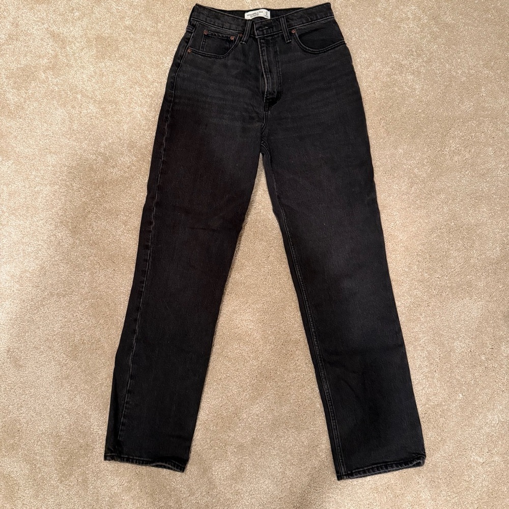 Abercrombie & Fitch Black High-Rise Straight Jeans